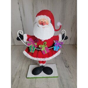 Pier 1 Import AS IS Bobble Santa Claus gift glitter metal